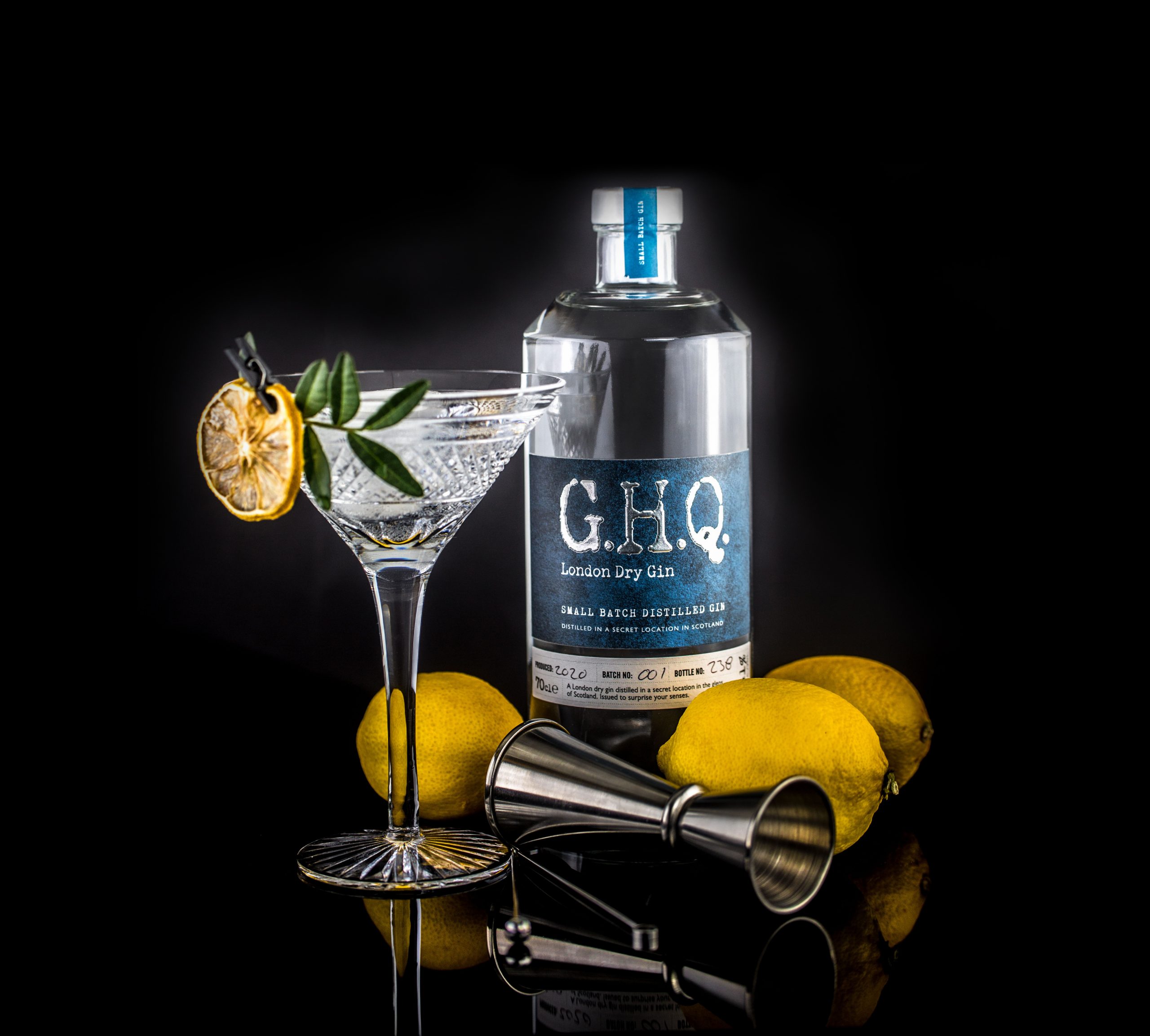 Handcrafted premium London Dry Gin distilled in Scotland by G.H.Q Spirits